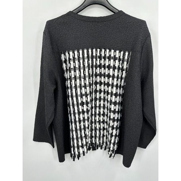 Catherines Women's 3X Black & White Textured Cardigan Jacket 100% Polyester - Picture 3 of 6